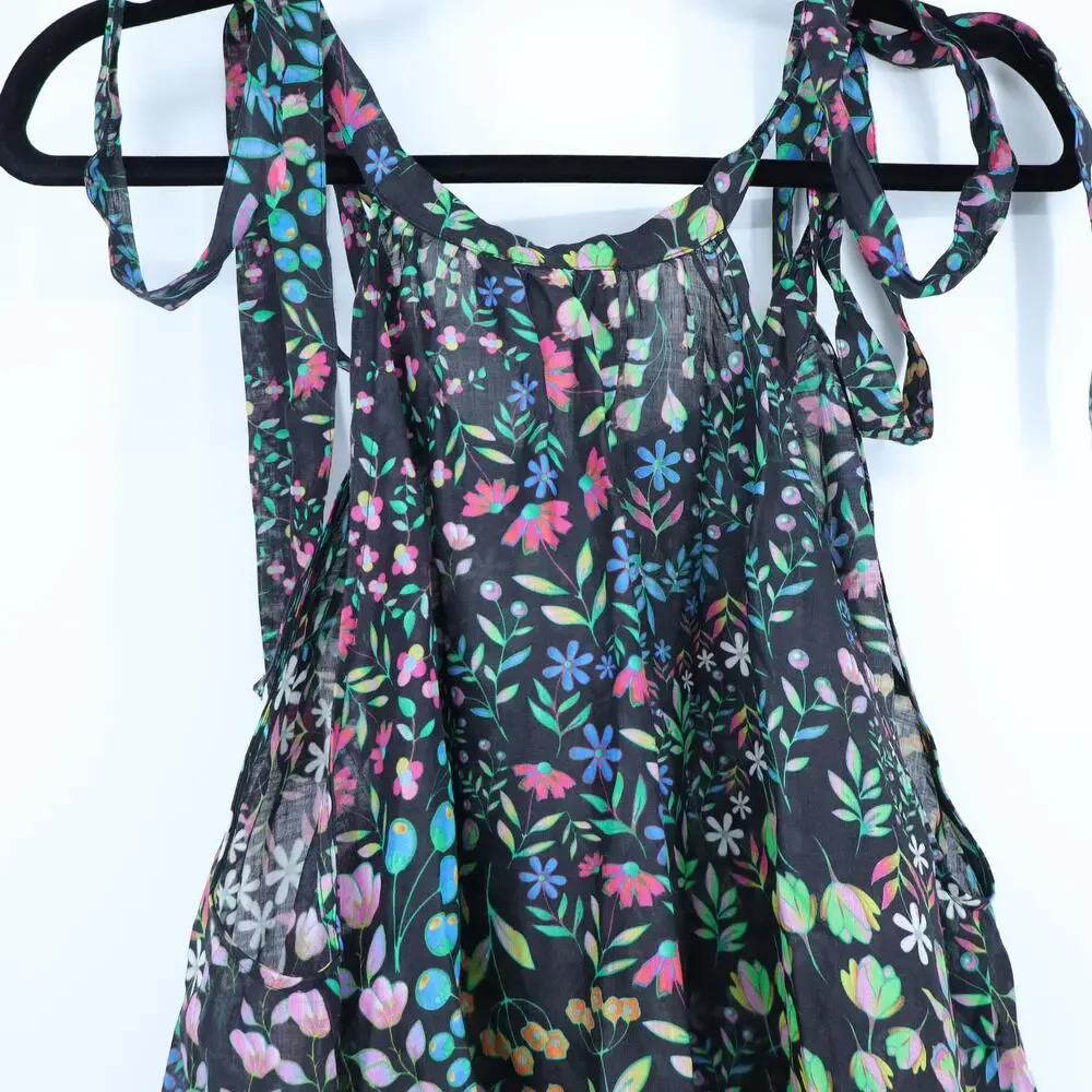 CYNTHIA ROWLEY Layla Floral Halter Dress Black NWT Knee Length Women's M - Picture 5 of 10